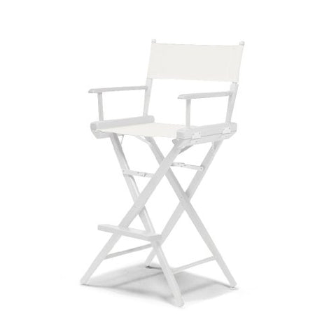Telescope Casual World Famous Bar Height Director Chair With White Finish and White Fabric