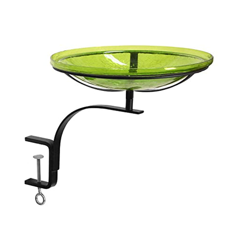 14 Fern Green Crackle Birdbath- Rail Mount Bracket