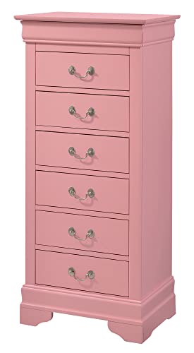Louis Phillipe Pink 7 Drawer Chest of Drawers (22 in L. X 16 in W. X 51 in H.)