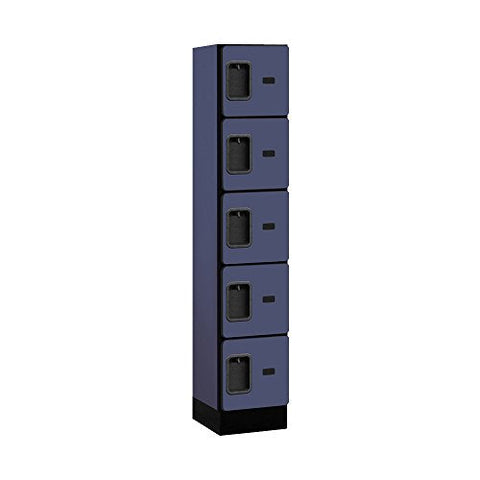 12Inches  Wide Five Tier Box Style Designer Wood Locker - 1 Wide - 5 Feet High - 15 Inches Deep - Blue