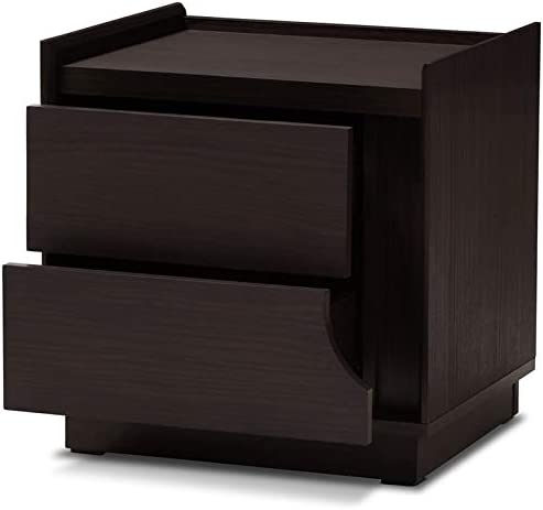 Baxton Studio Larsine Modern and Contemporary Brown Finished 2-Drawer Nightstand