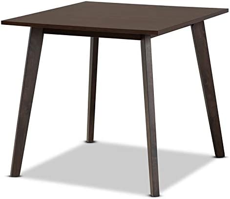 Baxton Studio Britte Mid-Century Modern Dark Oak Brown Finished Square Wood Dining Table