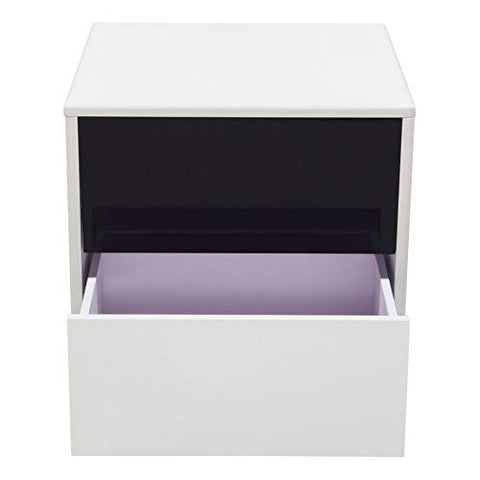 Tempo 2-Tone End Table with Drawer Storage in White Lacquer Finish with Black Lacquer Drawer Fronts and Black Powder Coated Legs by Diamond Sofa