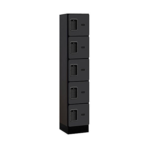 12Inches  Wide Five Tier Box Style Designer Wood Locker - 1 Wide - 5 Feet High - 15 Inches Deep - Black