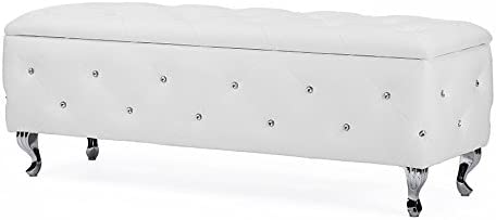 Baxton Studio Seine Contemporary Storage Ottoman, White