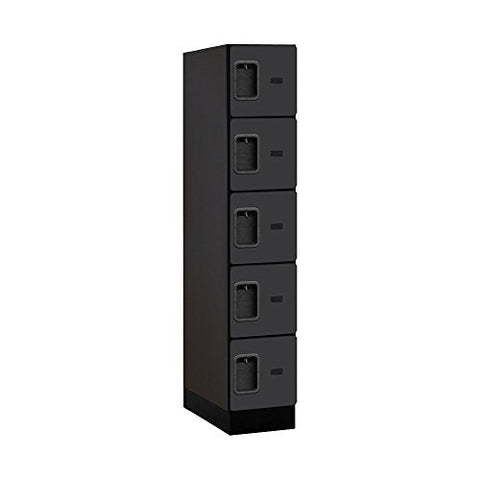 12Inches  Wide Five Tier Box Style Designer Wood Locker - 1 Wide - 5 Feet High - 21 Inches Deep - Black