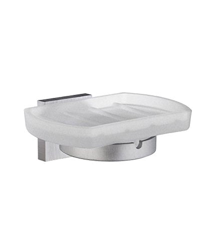 HOUSE HOLDER WITH GLASS SOAP DISH BRUSHED CHROME