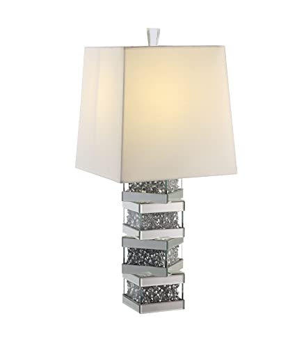 Acme Furniture Noralie Table Lamp, Mirrored &amp; Faux Diamonds
