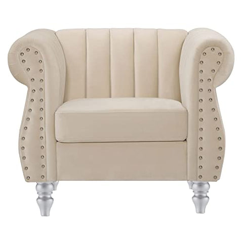 Westwood Ivory Tufted Velvet Accent Chair