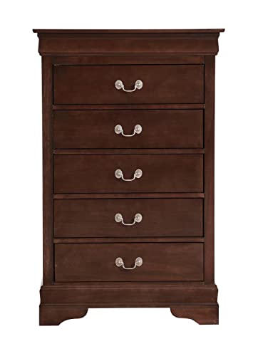 Louis Phillipe II Cappuccino 5 Drawer Chest of Drawers (31 in L. X 16 in W. X 48 in H.)