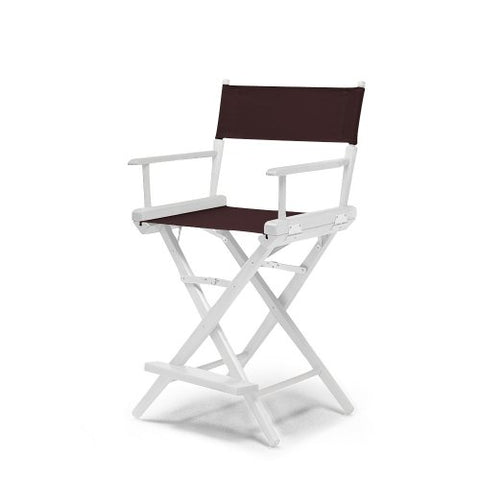 Telescope Casual World Famous Balcony Height Director Chair With White Finish and Brown Fabric