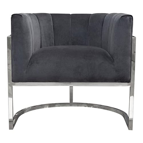 Pandora Accent Chair in Midnight Velvet with Stainless Steel Frame by Diamond Sofa