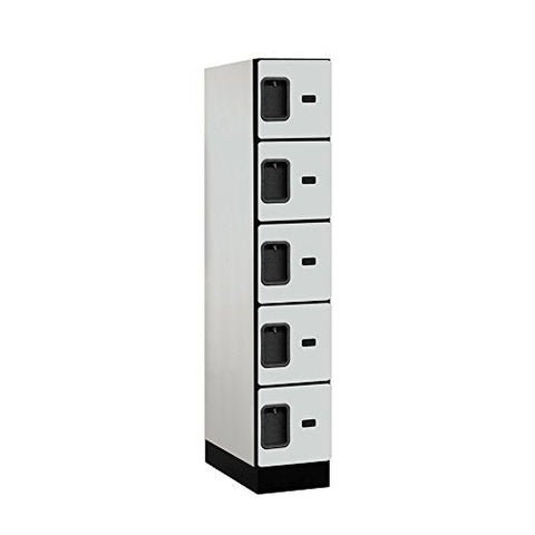 12Inches  Wide Five Tier Box Style Designer Wood Locker - 1 Wide - 5 Feet High - 21 Inches Deep - Gray