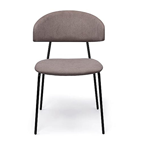 Zleby Modern Eartha Dining Chair Upholstered Seat with Matte Black Metal Legs for Kitchen, Living Room &amp; Dining Room - Set of 2