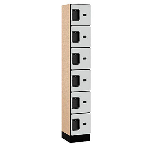 12Inches  Wide Six Tier Box Style Designer Wood Locker - 1 Wide - 6 Feet High - 15 Inches Deep - Gray