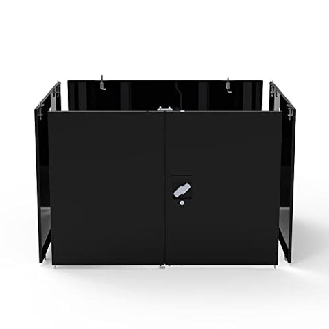 Shop Desk with Pigeonhole Bin Unit - Optional Locking Cabinet Pack - Black