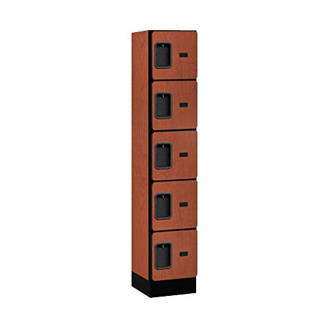 12Inches  Wide Five Tier Box Style Designer Wood Locker - 1 Wide - 5 Feet High - 15 Inches Deep - Cherry