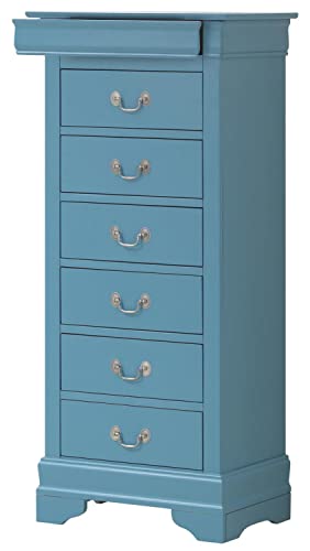Louis Phillipe Teal 7 Drawer Chest of Drawers (22 in L. X 16 in W. X 51 in H.)