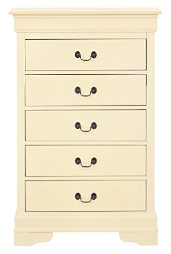 Louis Phillipe II Beige 5 Drawer Chest of Drawers (31 in L. X 16 in W. X 48 in H.)
