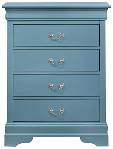 Louis Phillipe Teal 4 Drawer Chest of Drawers (31 in L. X 16 in W. X 41 in H.)