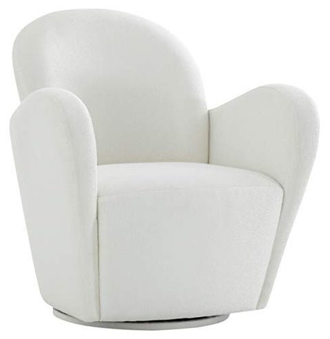 Pasargad Home Elena Collection Modern Swivel Chair, Ivory