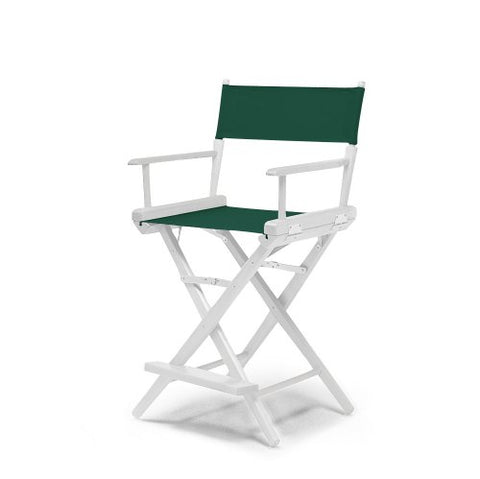 Telescope Casual World Famous Balcony Height Director Chair With White Finish and Forest Green Fabric