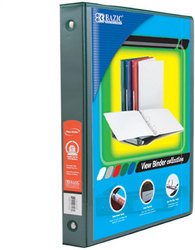 Bazic 1&#34; Green 3-Ring View Binder with 2-Pockets