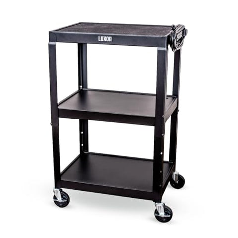 Adjustable-Height Steel Utility Cart - Black - Black