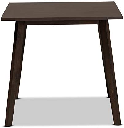 Baxton Studio Britte Mid-Century Modern Dark Oak Brown Finished Square Wood Dining Table