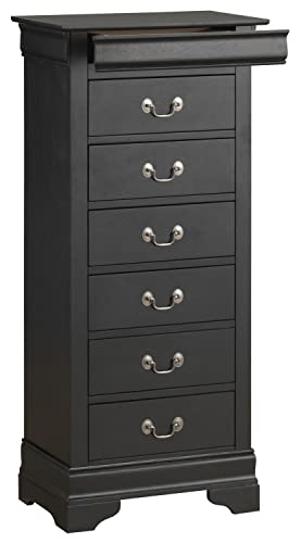 Louis Phillipe Black 7 Drawer Chest of Drawers (22 in L. X 16 in W. X 51 in H.)