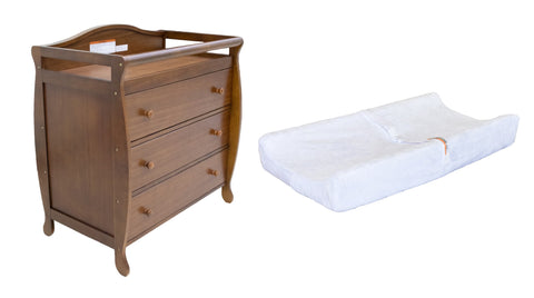 AFG Grace 3-Drawer Changing Table Espresso with Contoured Changing Pad and Fabric Cover