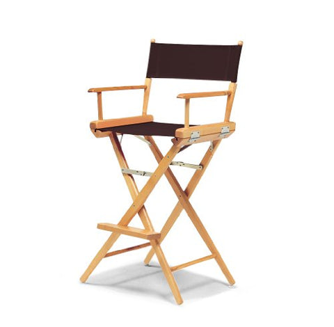 Telescope Casual World Famous Bar Height Director Chair With Varnish Finish and Brown Fabric