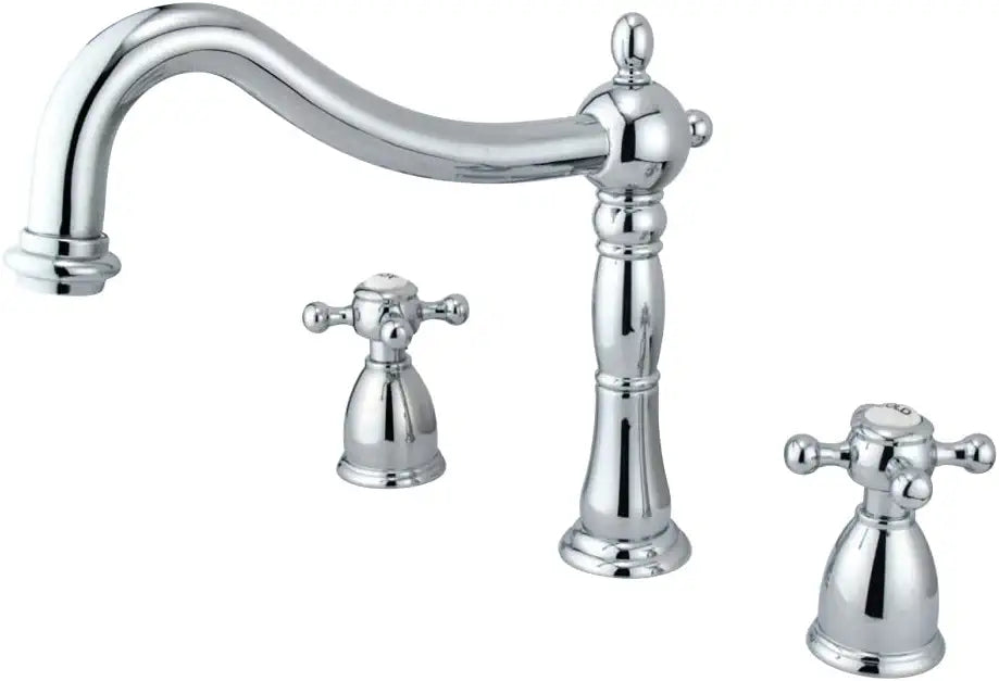 Kingston Brass KS1348BX Heritage Roman Tub Filler with Metal Cross Handle, Brushed Nickel