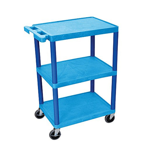 Utility Cart - 3 Shelves Structural Foam Plastic - Blue