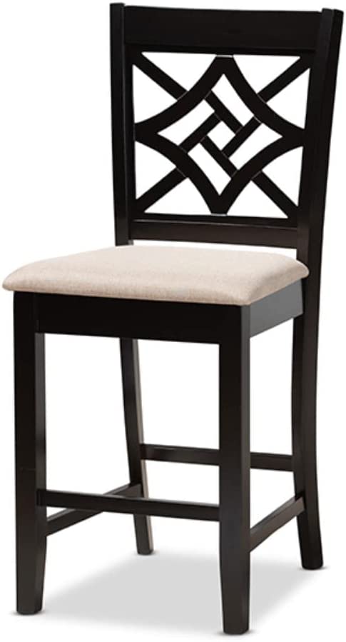 Baxton Studio Nicolette Modern and Contemporary Sand Fabric Upholstered and Dark Brown Finished Wood 5-Piece Pub Set