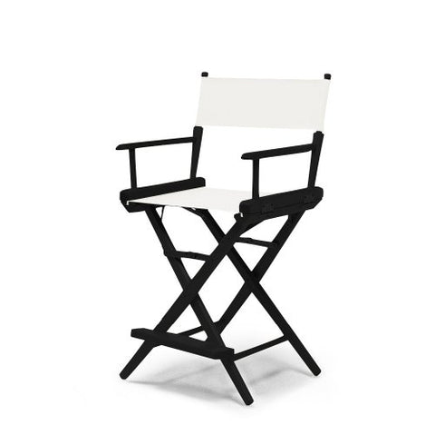 Telescope Casual World Famous Balcony Height Director Chair With Black Finish and White Fabric