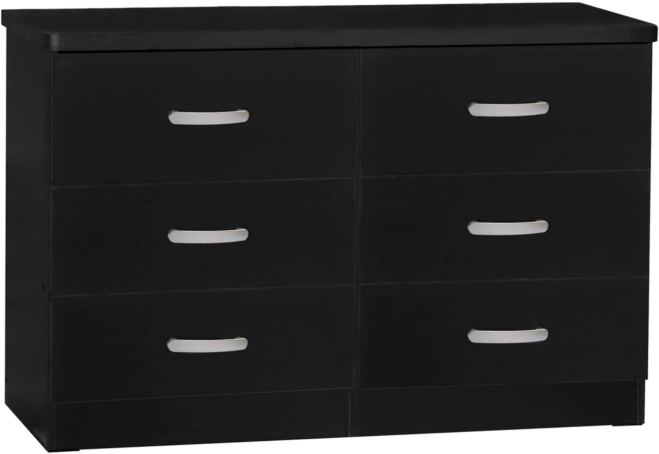 Better Home Products DD and PAM 6 Drawer Engineered Wood Bedroom Dresser in Black