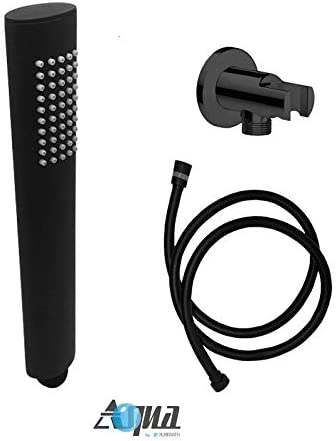 Aqua Rondo by KubeBath Matte Black Handheld Kit With Handheld, 5Feet Long Hose and Wall Adapter