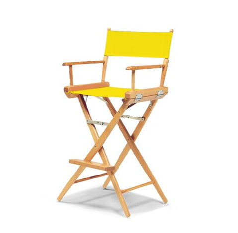 Telescope Casual World Famous Bar Height Director Chair With Varnish Finish and Canary Fabric