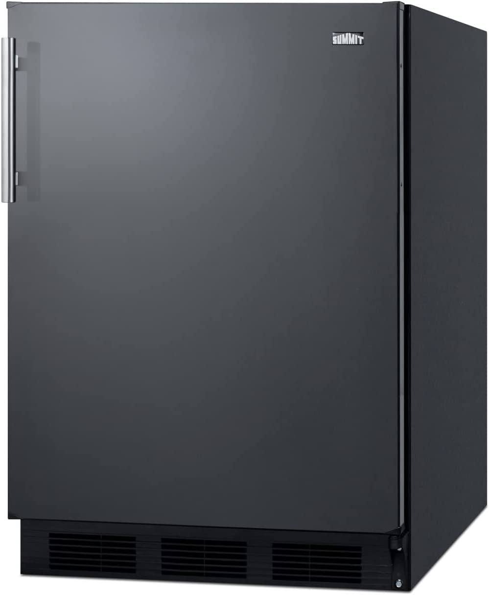 Summit Appliance FF63BK Freestanding Residential Counter Height 24&#34; Wide All-refrigerator in Black Exterior with Auto Defrost, Deluxe Interior, Pro Style Handle and Adjustable Thermostat