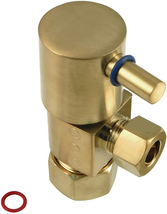 Kingston Brass CD53307DL Concord 5/8&#34; x 3/8&#34; O.D Anti-Seize Deluxe Quarter Turn Ceramic Hardisc Cartridge Angle Stop, Brushed Brass