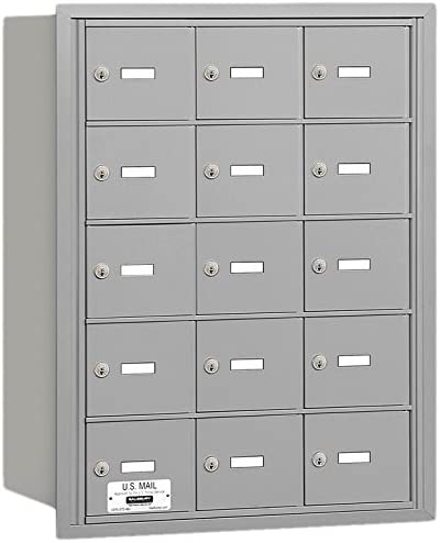 Salsbury Industries 3615ARP 4B Plus Horizontal Mailbox, 15 A Doors, Rear Loading, Private Access, Aluminum