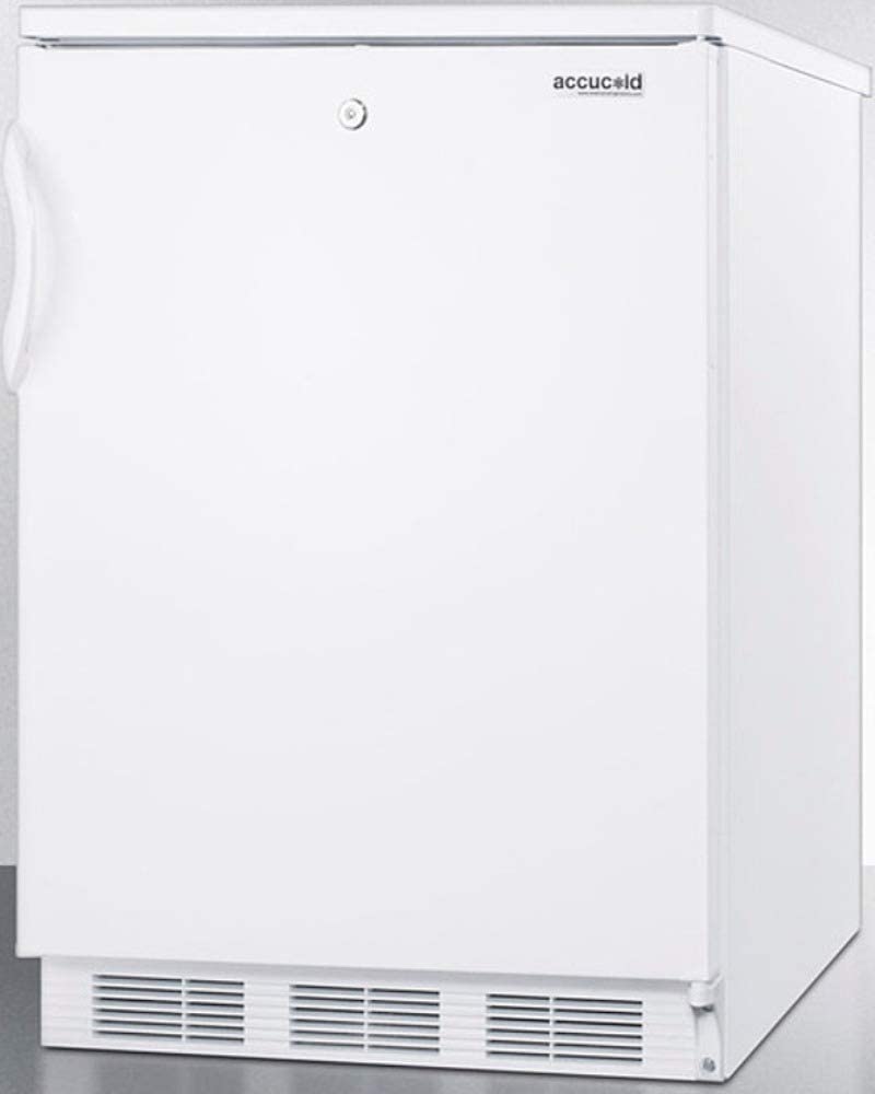 Summit Appliance FF6LW7 Commercially Listed Freestanding All-refrigerator for General Purpose Use with Front Lock, Auto Defrost, Adjustable Shelves, Adjustable Thermostat and White Exterior