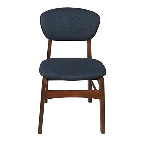 Ouuuhlala LilyB Dark Blue Rubber Wood Fabric Dining Chair with Brown Leg (Set of 2)