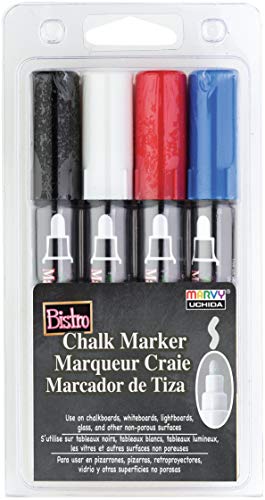 Bistro Chalk Marker 6mm Point Set 4/Pkg-Black, Red, Blue &amp; White