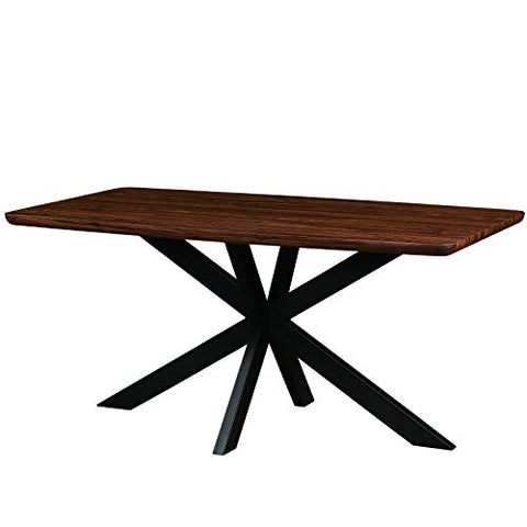 LeisureMod Ravenna 63&#34; Rectangular Wood Dining Table with Geometric Base (Natural Wood)