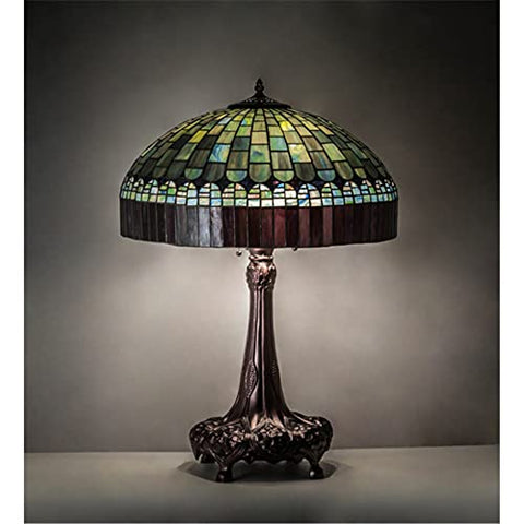 Meyda Tiffany 27825 Mica Three Light Table Lamp from Tiffany Candice Collection Dark Finish, 22.00 inches, Mahogany Bronze
