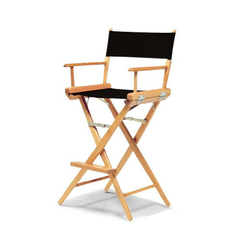 Telescope Casual World Famous Bar Height Director Chair With Varnish Finish and Black Fabric