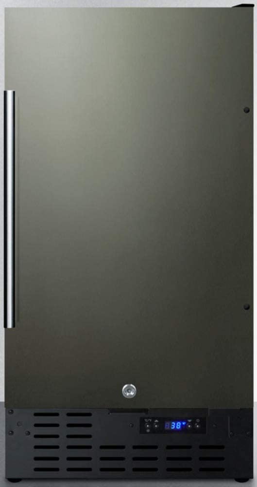 Summit FF1843BKSADA 18&#34;&#34; ADA Compliant Freestanding or Built In Undercounter Compact Refrigerator with 2.7 cu. ft. Capacity Digital Display LED Lighting and Adjustable Chrome Shelves in Black Stainless Steel