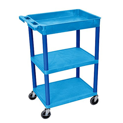 Tub Top and Flat Middle/Bottom Shelf Cart - Blue